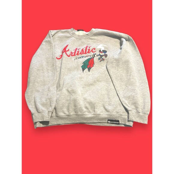 Artistic Creation Smiling Tomahawk Peace Pipe Long Sleeve Sweatshirt 2XL Rare - Picture 5 of 13